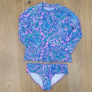 Lilly Pulitzer Pink and Blue Kids Mermaid Swim Set